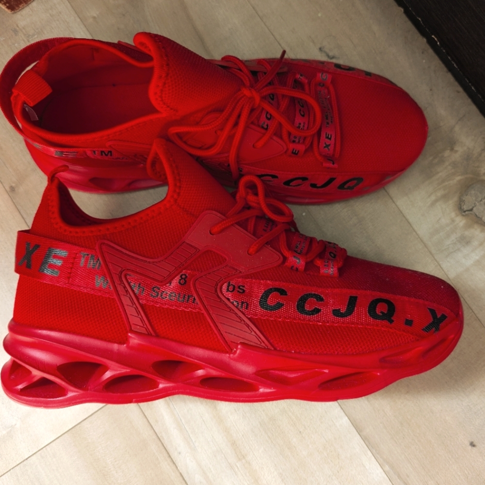 Red slip on shoes